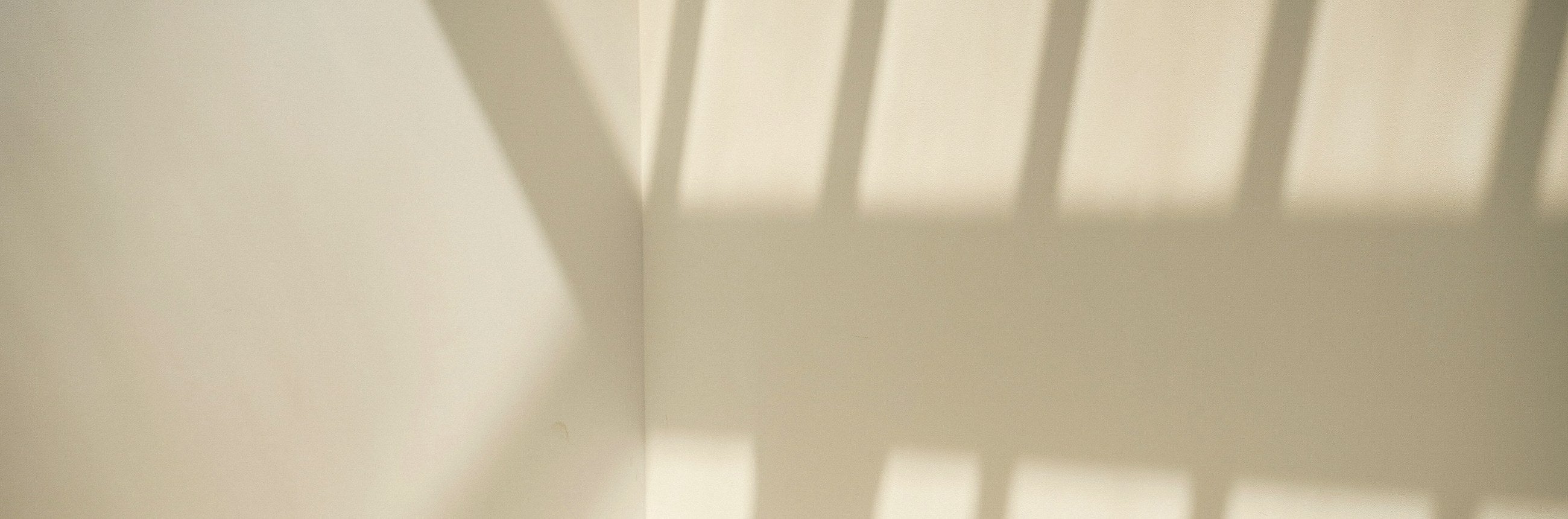 A pale cream wall with soft window shadows